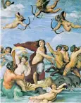  ??  ?? Raphael’s Triumph of Galatea, above; inset below, Egyptian blue in ancient figurines