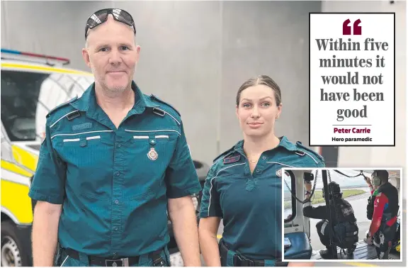  ?? ?? Hero paramedics Peter Carrie and Eden Venturato from Mermaid Waters ambulance station. Picture: Ashleigh Jansen