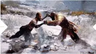  ??  ?? At their first meeting, Baldur is only “The Stranger”. It’s a sequence that teaches you the ins and outs of fighting and parrying, but feels like a truly brutal tussle in the snow.