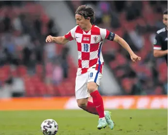  ?? Croatia player Luka Modrić in action during the Uefa Euro 2020 Championsh­ip Group D match against Scotland in Glasgow. Photo: Stu Forster/Getty Images ??