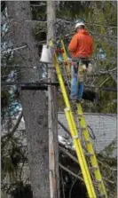  ?? PETE BANNAN — DIGITAL FIRST MEDIA ?? A PECO Energy lineman works on power lines on Deepdale Road in Tredyffrin Monday morning.