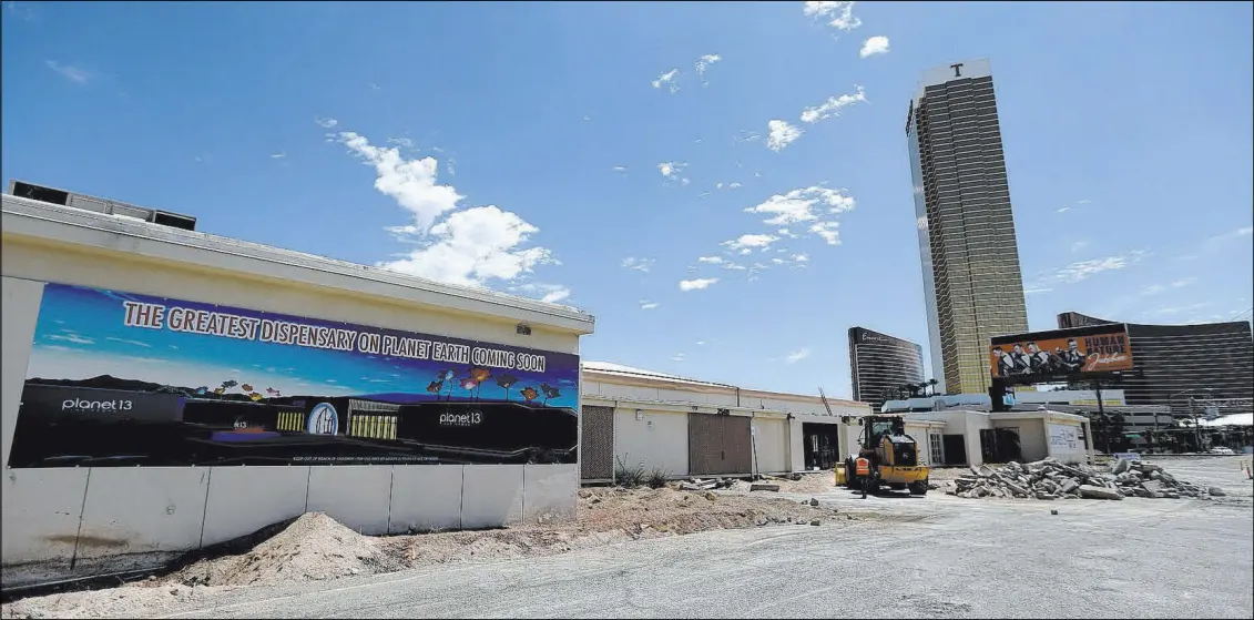  ??  ?? Planet 13 Superstore dispensary, a cannabis entertainm­ent complex, under constructi­on at 2548 W. Desert Inn Road will open Nov. 1.