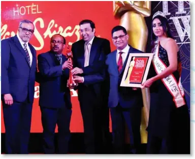  ??  ?? The award was given to Clarks Shiraz, Agra and, received by Rupak Gupta, Joint Managing Director, UP Hotels and Debasish Bhowmik, Senior Vice President