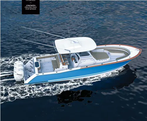  ?? ?? 37' LENGTH OVERALL 45 KNOTS PROJECTED TOP SPEED Vicem Yachts says its Tuna Master 37 CC will also be offered in an express-cruiser version.