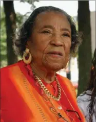  ?? THE ASSOCIATED PRESS ?? Amelia Boynton, Robinson appears Aug. 26, 2003, at an American Civil Rights Education Services tour at the Martin Luther King Jr. National Historic Site in Atlanta. Boynton Robinson, a civil rights activist who nearly died while helping lead the Selma...