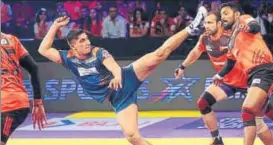  ?? HT FILE PHOTO ?? Nitin Tomar in action during a Pro Kabaddi League match.