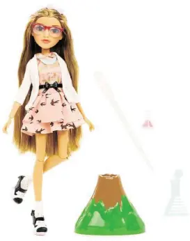  ?? MGA Entertainm­ent photos ?? The Project Mc2 Adrienne Attoms doll comes with an erupting volcano science experiment.