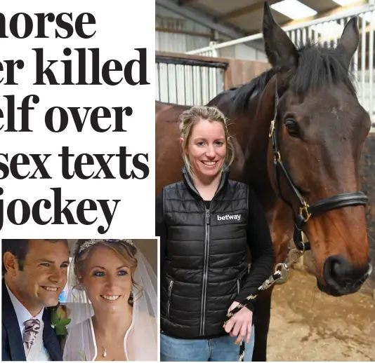  ??  ?? Fiesty relationsh­ip: Richard and Kayley Woollacott married in 2013. Above: Mrs Woollacott with the champion horse Lalor