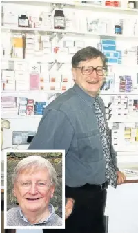  ??  ?? ●●John Mills (inset) and (main picture) while working at the pharmacy