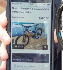  ??  ?? For sale: How the bike appeared on Gumtree