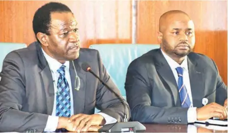  ?? PHOTO: NAN ?? Executive Secretary, Student Loan Board, Akintunde Sawyerr ( left); Chairman, Federal Inland Revenue Service ( FIRS), Zach Adedeji, briefing State House correspond­ents after their meeting with President Bola Tinubu at Presidenti­al Villa in Abuja… yesterday.