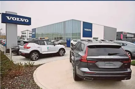  ?? AFP PIC ?? Volvo Cars’ first-quarter operating income fell to 4.7 billion Swedish crowns from 5.1 billion a year ago.