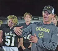  ?? File ?? Calhoun head coach Clay Stephenson talks to his team after a game in this October 2019 file photo.