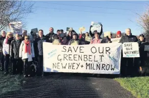  ??  ?? ●●Protestors from Milnrow and Newhey joined a march against the Greater Manchester Spatial Framework plans last year