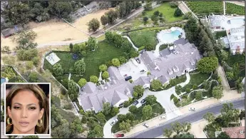  ??  ?? J-Lo’s paradise: Lush lawns and a full swimming pool at Jennifer Lopez’s home