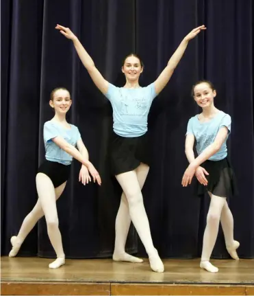  ?? Picture: Ben Garner ?? ON STAGE: From left, English Youth Ballet dancers Isla Wastell, Holly Williams and Amy Williams