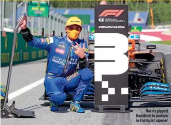  ??  ?? Norris pipped Hamilton to podium in Formula 1 opener