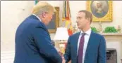  ?? TWITTER@REALDONALD­TRUMP ?? ■ US President Donald Trump met with Facebook CEO Mark Zuckerberg in White House on Thursday.