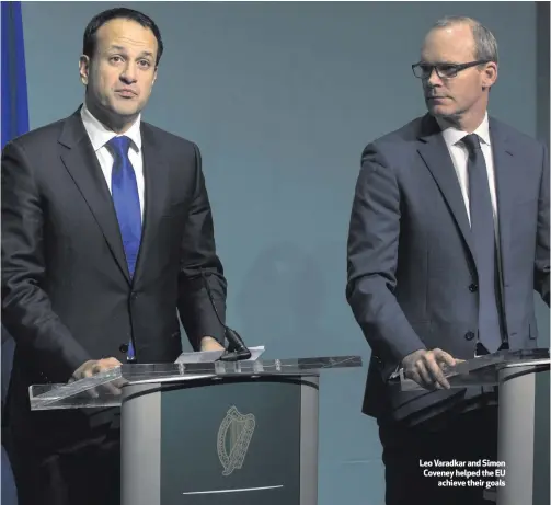  ??  ?? Leo Varadkar and Simon Coveney helped the EUachieve their goals