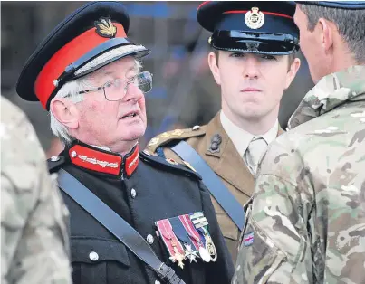  ?? Photograph by Kenny Elrick ?? SUPPORT: Lord medal wearing’. Lieutenant of Moray, Colonel Grenville Johnston, backs a proposed law to criminalis­e ‘deceitful