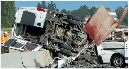  ?? KELLY HODEL/STUFF ?? Two men were critically injured in this crash on SH1 between Hamilton and Cambridge earlier this year. A duty nurse travelling past came to their aid.