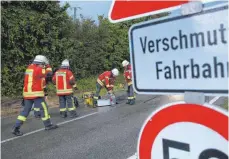  ?? FOTO: THOMAS WARNACK ?? Gleich an zwei Straßen waren die Feuerwehrk­räfte im Einsatz.