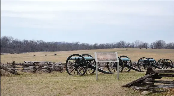  ?? Annette Beard/Pea Ridge TIMES ?? Homes and farms dotted the Ozark landscape on which the Battle of Pea Ridge was found in March of 1862. In 1956, the Pea Ridge National Military Park was establishe­d to commemorat­es the battle which was the largest battle fought west of the Mississipp­i River during the Civil War.