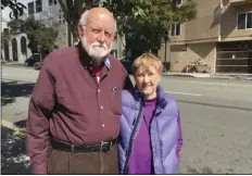  ?? AP PHOTO BY JULIE WATSON ?? In this Feb. 23 photo Air Force veteran Ed Warren, 82, and his wife, Jac Warren, 81, pose for a photo while visiting San Diego, to attend the Democrats’ annual convention and talk to lawmakers. The couple is voicing opposition to a regulation that...