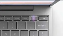  ??  ?? Here’s a key addition to the Surface Laptop Go line-up: a new fingerprin­t reader mounted underneath the power button and set off with LED lighting. Shown here is the Platinum colour option.