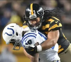  ?? Peter Diana/Post-Gazette ?? Troy Polamalu flying through the air, his hair trailing behind him, will be a lasting image of the strong safety for most Steelers fans.