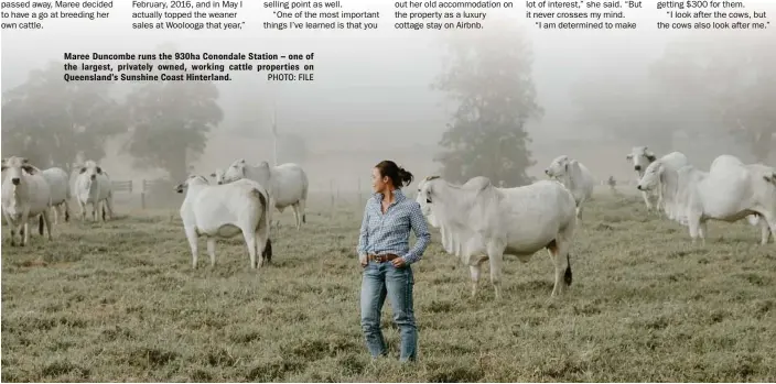  ?? PHOTO: FILE ?? Maree Duncombe runs the 930ha Conondale Station – one of the largest, privately owned, working cattle properties on Queensland’s Sunshine Coast Hinterland.