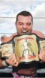  ?? DARREN MAKOWICHUK / CALGARY SUN / QMI AGENCY ?? Davey Boy Smith Jr. with a profession­al wrestling belt.