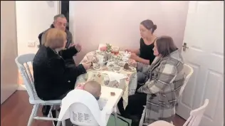  ??  ?? A sing-along session at the tea rooms. Clockwise from left of the baby Jean Earley aged 85, Andy Dunn aged 63 (who has dementia as a result of epilepsy) Bernadette Fearn aged 29 (daughter of Andy and Jean Dunn) Jean Dunn aged 61 (daughter of Jean...