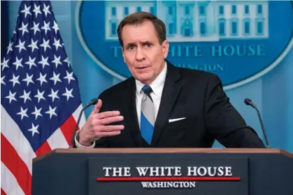  ?? Photograph: REX/Shuttersto­ck ?? National security spokespers­on, John Kirby, speaks in the White House press briefing room in Washington, on 15 February 2024.