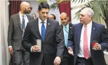  ?? Doug Mills / New York Times ?? House Speaker Paul Ryan (left) said the revised health care proposal by House Republican­s “helps us get to consensus.”