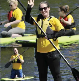  ??  ?? Cathy Quinlan and ( inset) Councillor Gino O’Boyle enjoying the stand up paddling