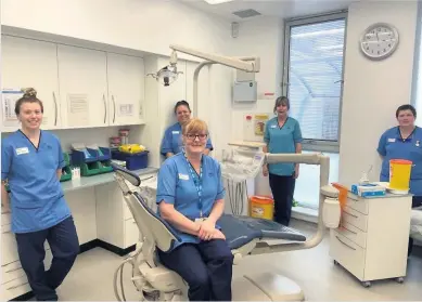  ??  ?? Brushing up on new skills Staff at Broxden Dental Cenrte are performing some phlebotomy tasks