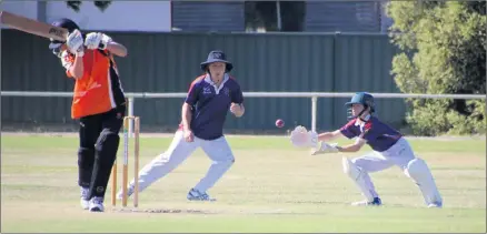  ?? ?? CATCH: Horsham Cricket Associatio­n under-15 representa­tive Jobe Dickinson watches intently as his teammate Hugh Weidemann goes for a catch in a game against Wimmera-mallee Cricket Associatio­n.