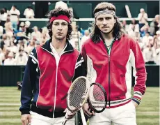  ?? NEON ?? Shia LaBeouf, left, stars as John McEnroe and Sverrir Gudnason is Björn Borg in a metaphor-heavy movie that makes both players relatable.