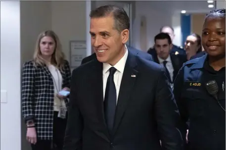  ?? ALEX BRANDON — THE ASSOCIATED PRESS ?? Hunter Biden departs after a closed door private deposition with House committees leading the President Biden impeachmen­t inquiry, on Capitol Hill Feb. 28 in Washington.