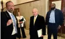  ?? Photograph: Adrian Sainz/AP ?? Former NFL football player Michael Oher, right, stands with his lawyers outside a courtroom on Wednesday in Memphis.