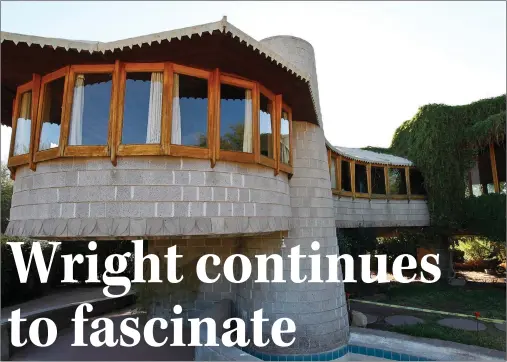  ?? AP PHOTO ?? This Oct. 19 2012 file photo shows a home that architect Frank Lloyd Wright designed for his son in Phoenix, Ariz. The structure was salvaged from demolition and donated to the school bearing Wright’s name. Thursday, June 8, 2017, marked the 150th anniversar­y of Wright’s birth.