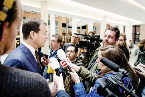  ??  ?? Dutch Vice Prime Minister Lodewijk Asscher speaks to the media after a meeting with representa­tives of Turkish organizati­ons in The Hague on Monday. (AFP)