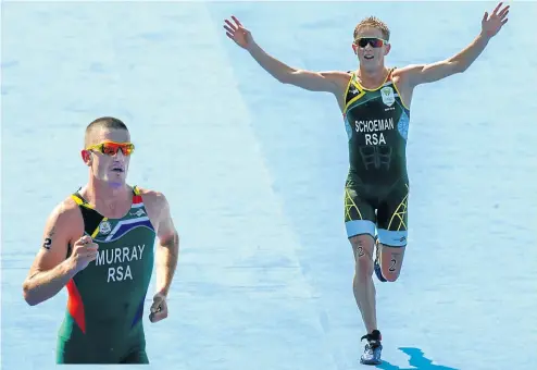  ?? Picture: Gallo Images ?? Triathlete­s Henri Schoeman and Richard Murray are off to Cape Town and Gold Coast in Australia as part of their journey to Tokyo’s Olympics in 2020.