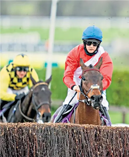  ??  ?? Heading for home: Jack Kennedy clears the last on Minella Indo ahead of A Plus Tard and Al Boum Photo on the way to Gold Cup victory