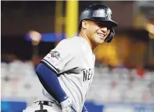  ?? AP / Bruce Kluckhohn ?? ARDIENTE. El venezolano de 22 años, Gleyber Torres, remolcó cinco de las siete carreras de los Yankees el sábado ante los Astros en Houston.