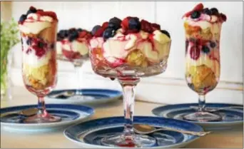  ?? PHOTO BY EMILY RYAN ?? Triple berry trifle looks pretty as individual servings or in a large glass bowl.