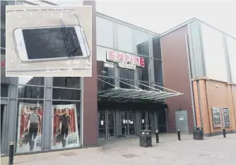  ??  ?? The Empire Cinema in Sunderland, and the seized smartphone.