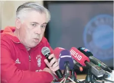  ?? — AFP ?? Carlo Ancelotti, head coach of German football club Bayern Munich, gives a press conference in the Qatari capital Doha on January 10, 2017. Bayern Munich are training at the Aspire Academy in Doha, Qatar.