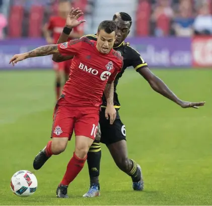  ?? Fred Thornhill / Associated Press ?? The Dynamo will joust with Toronto FC’s Sebastian Giovinco, center, the reigning MLS MVP and one of the club’s stars, which include USMNT veterans Michael Bradley and Jozy Altidore.